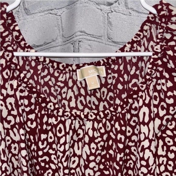 Michael Michael Kors Raspberry Animal Print Flowy Top Long Sleeve Blouse Size M - Picture 2 of 4